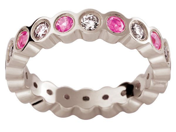 Tigerbay Jewels Ladies 18ct White Gold Pink Sapphire and Diamond Wedding Ring TBJD202-8pt