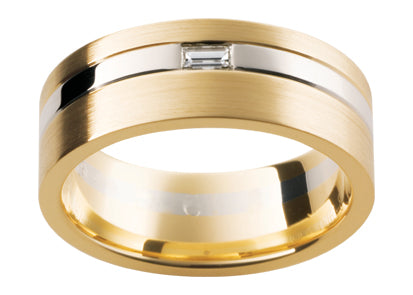 Tigerbay Jewels Gents 9ct Gold Wedding Ring with Diamond TBJDJ61