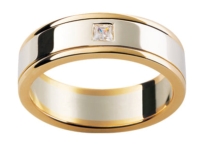Tigerbay Jewels Gents 9ct Gold Wedding Ring Diamond set TBJD40