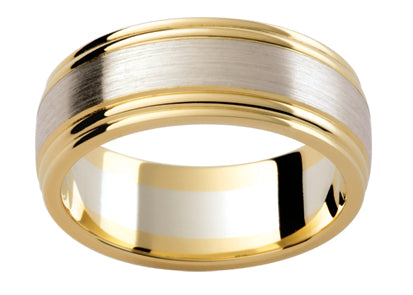 Tigerbay Jewels Gents Multi Tone Wedding Ring TBJG91