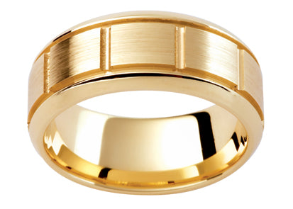 Tigerbay Jewels Gents 9ct Patterned Gold Wedding Ring TBJPJ291