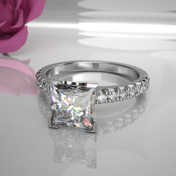 Tigerbay Jewels Mary 0.50Ct Princess Diamond 019 (Total Diamond Weight .78ct)