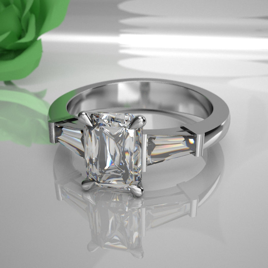 Tigerbay Jewels Victoria 0.50ct Emerald Diamond 028 (Total Diamond Weight .80ct)