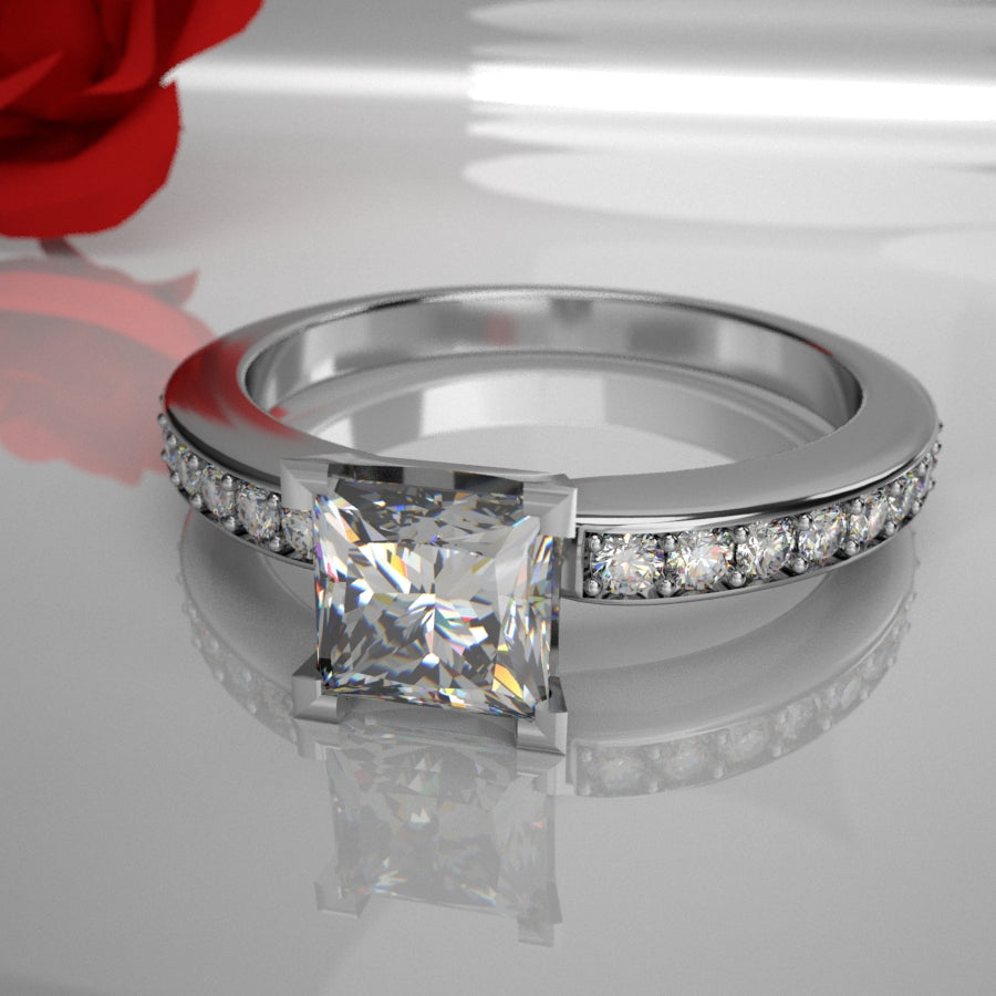 Tigerbay Jewels Zafira 038 0.50ct Princess Diamond (Total Diamond Weight .77ct)